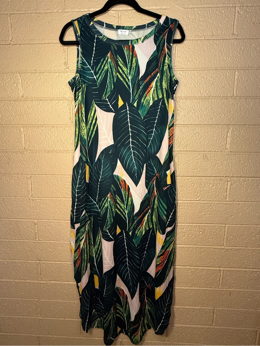 Hount Sleeveless Tropical Leaf Maxi Dress - Green